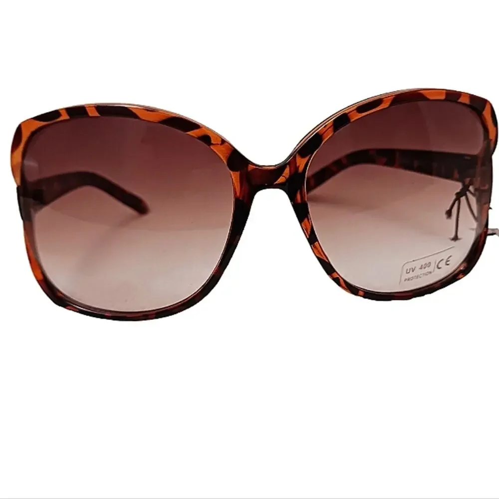 Tiger Stripe Sunglasses BROWN LUXE Oversized GLAM Gradient Lens NEW‎ Luxury Glam